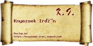 Knyezsek Irén névjegykártya